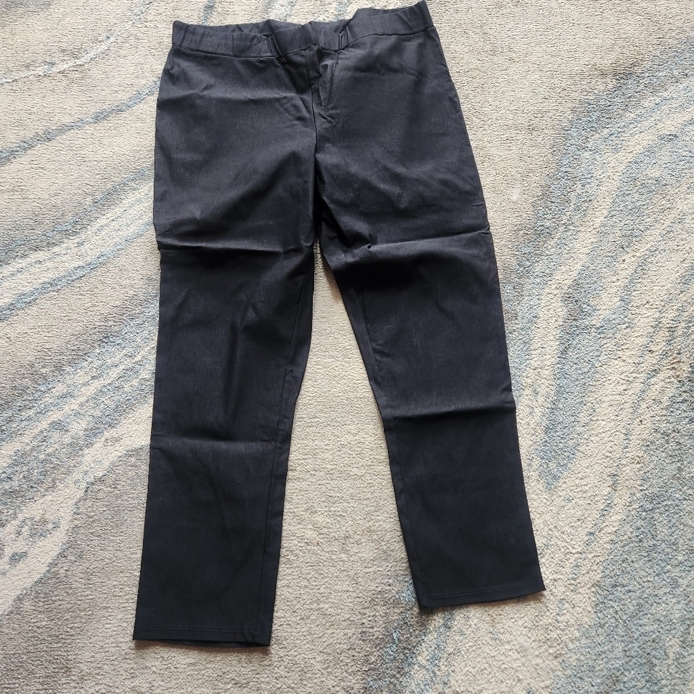 Womens Pull On Pants Black Top Fashion of NY 2X